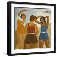 Three Bathers at Lake Balaton-Karoly Patko-Framed Giclee Print