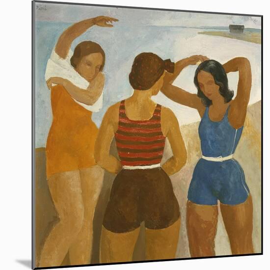 Three Bathers at Lake Balaton-Karoly Patko-Mounted Giclee Print