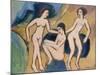 Three Bathers at the Beach, 1913-20-Ernst Ludwig Kirchner-Mounted Giclee Print