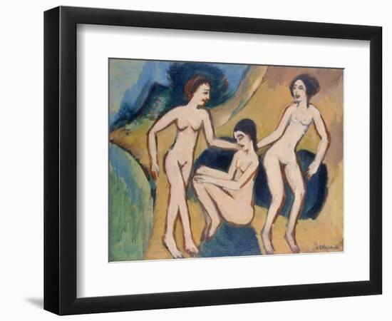 Three Bathers at the Beach, 1913-20-Ernst Ludwig Kirchner-Framed Giclee Print