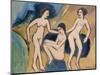Three Bathers at the Beach, 1913-20-Ernst Ludwig Kirchner-Mounted Giclee Print