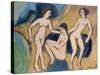 Three Bathers at the Beach, 1913-20-Ernst Ludwig Kirchner-Stretched Canvas