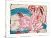 Three Bathers by Stones (Drei Badende an Steinen)-Ernst Ludwig Kirchner-Stretched Canvas