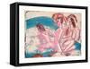 Three Bathers by Stones (Drei Badende an Steinen)-Ernst Ludwig Kirchner-Framed Stretched Canvas