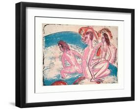 Three Bathers by Stones (Drei Badende an Steinen)-Ernst Ludwig Kirchner-Framed Giclee Print