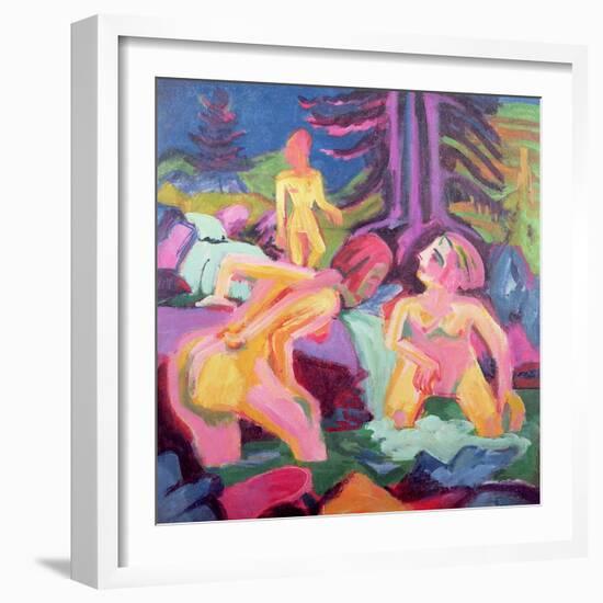 Three Bathers in a Stream-Ernst Ludwig Kirchner-Framed Giclee Print