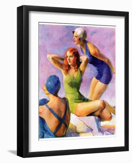 "Three Bathing Beauties,"July 8, 1933-John LaGatta-Framed Premium Giclee Print