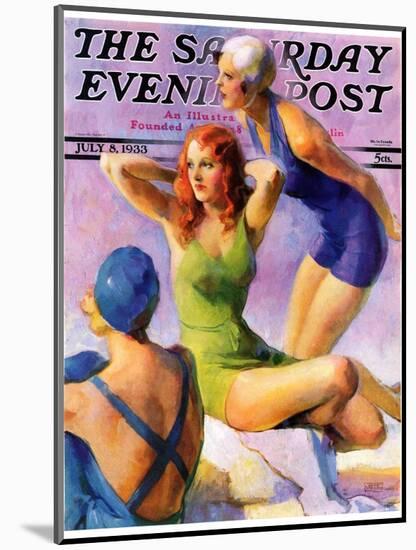 "Three Bathing Beauties," Saturday Evening Post Cover, July 8, 1933-John LaGatta-Mounted Giclee Print