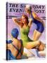 "Three Bathing Beauties," Saturday Evening Post Cover, July 8, 1933-John LaGatta-Stretched Canvas