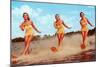 Three Bathing Beauties Waterskiing-null-Mounted Art Print