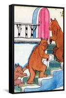 Three Bears Go Upstairs-Julia Letheld Hahn-Framed Stretched Canvas