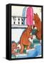 Three Bears Go Upstairs-Julia Letheld Hahn-Framed Stretched Canvas