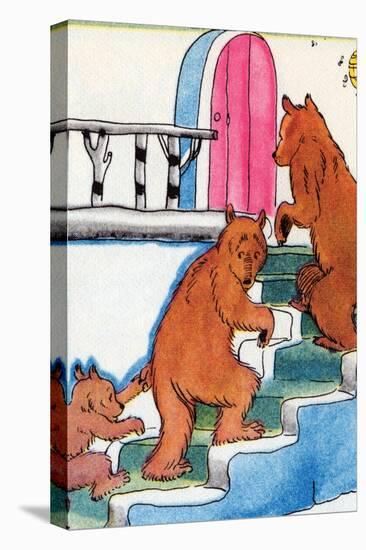 Three Bears Go Upstairs-Julia Letheld Hahn-Stretched Canvas