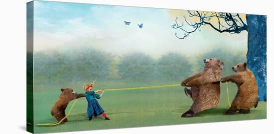 Three Bears Tug of War-Nancy Tillman-Stretched Canvas