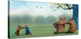 Three Bears Tug of War-Nancy Tillman-Stretched Canvas