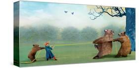 Three Bears Tug of War-Nancy Tillman-Stretched Canvas