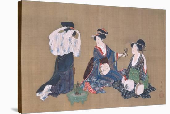 Three Beauties, circa 1790-Kitagawa Utamaro-Stretched Canvas