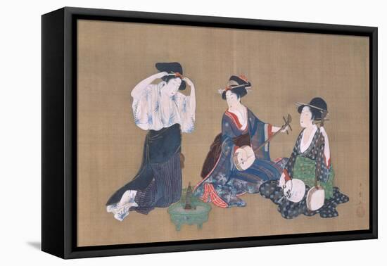 Three Beauties, circa 1790-Kitagawa Utamaro-Framed Stretched Canvas