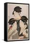 Three Beauties of the Present Day (Toji San Biji)-Kitagawa Utamaro-Framed Stretched Canvas