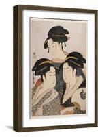 Three Beauties of the Present Day (Toji San Biji)-Kitagawa Utamaro-Framed Giclee Print