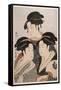 Three Beauties of the Present Day (Toji San Biji)-Kitagawa Utamaro-Framed Stretched Canvas