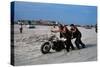 Three Bikers Take the Sand Off their Chromium-Plated Motorbikes-Mario de Biasi-Stretched Canvas