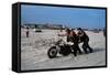 Three Bikers Take the Sand Off their Chromium-Plated Motorbikes-Mario de Biasi-Framed Stretched Canvas