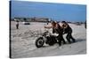 Three Bikers Take the Sand Off their Chromium-Plated Motorbikes-Mario de Biasi-Stretched Canvas