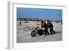 Three Bikers Take the Sand Off their Chromium-Plated Motorbikes-Mario de Biasi-Framed Photographic Print