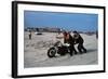 Three Bikers Take the Sand Off their Chromium-Plated Motorbikes-Mario de Biasi-Framed Photographic Print