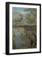 Three Billy Goats Gruff, 1908 watercolor on paper-Gerhard Peter Frantz Vilhelm Munthe-Framed Giclee Print