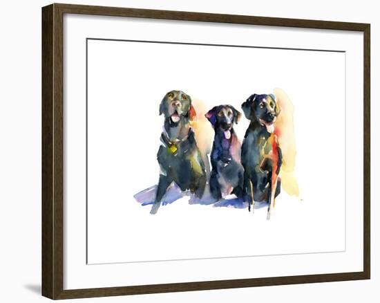 Three Black Labs, 2015-John Keeling-Framed Giclee Print