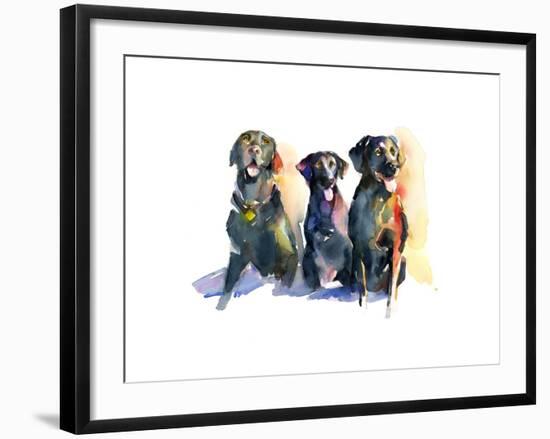 Three Black Labs, 2015-John Keeling-Framed Giclee Print