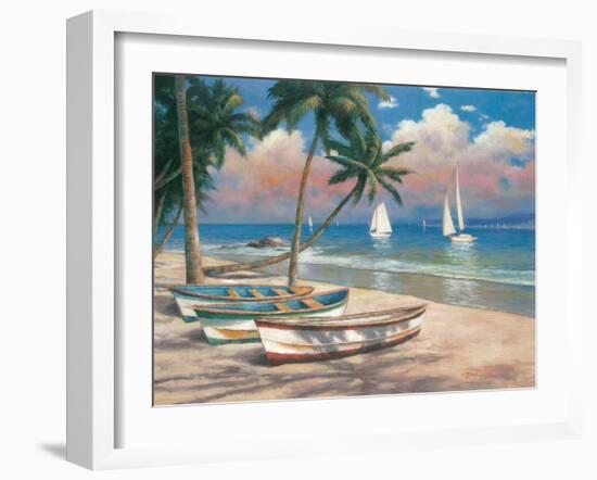 Three Boats on Beach-Tan Chun-Framed Art Print