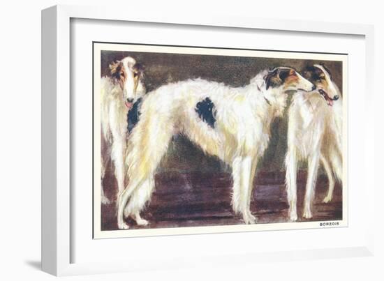 Three Borzois-null-Framed Art Print