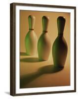 Three Bowling Pins in a Line-null-Framed Premium Photographic Print