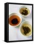 Three Bowls of Different Types of Tea-Véronique Leplat-Framed Stretched Canvas
