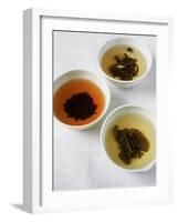 Three Bowls of Different Types of Tea-Véronique Leplat-Framed Photographic Print