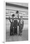 Three Boys (6-9) Wearing Fake Moustaches Waving Hats-null-Framed Photographic Print