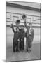 Three Boys (6-9) Wearing Fake Moustaches Waving Hats-null-Mounted Photographic Print