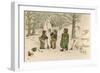 Three Boys Build a Snowman the Woods-null-Framed Art Print