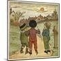 Three Boys Walking Along a Lane-Kate Greenaway-Mounted Art Print