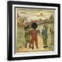 Three Boys Walking Along a Lane-Kate Greenaway-Framed Art Print