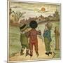 Three Boys Walking Along a Lane-Kate Greenaway-Mounted Art Print