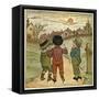 Three Boys Walking Along a Lane-Kate Greenaway-Framed Stretched Canvas