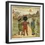 Three Boys Walking Along a Lane-Kate Greenaway-Framed Art Print