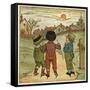 Three Boys Walking Along a Lane-Kate Greenaway-Framed Stretched Canvas