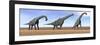 Three Brachiosaurus Dinosaurs Standing in the Desert-null-Framed Premium Giclee Print