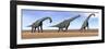 Three Brachiosaurus Dinosaurs Standing in the Desert-null-Framed Art Print