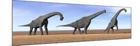 Three Brachiosaurus Dinosaurs Standing in the Desert-null-Mounted Art Print